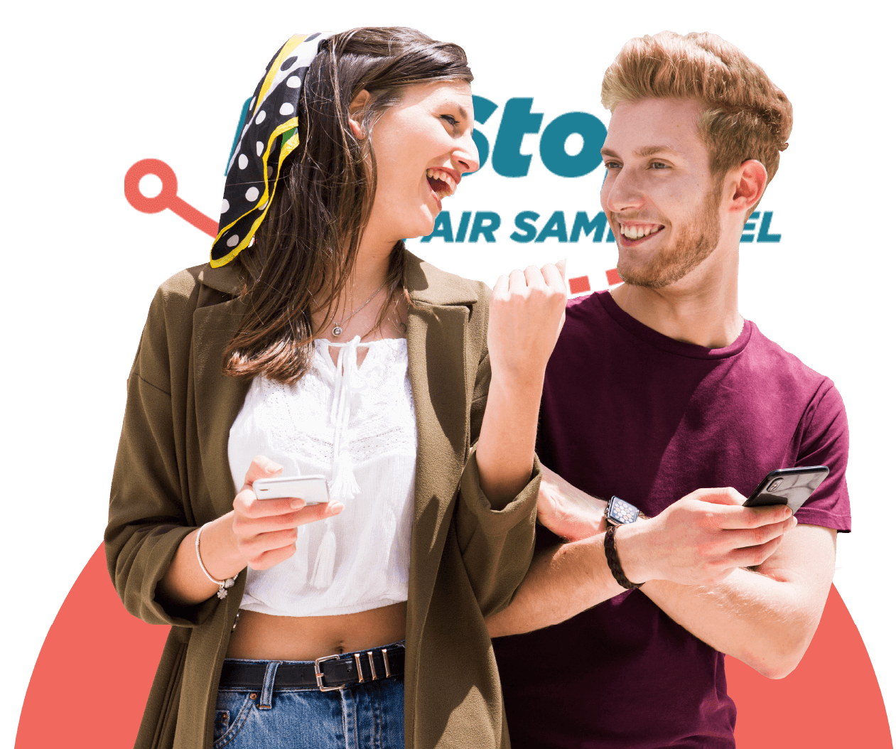 2 personer med mobiltelefoner