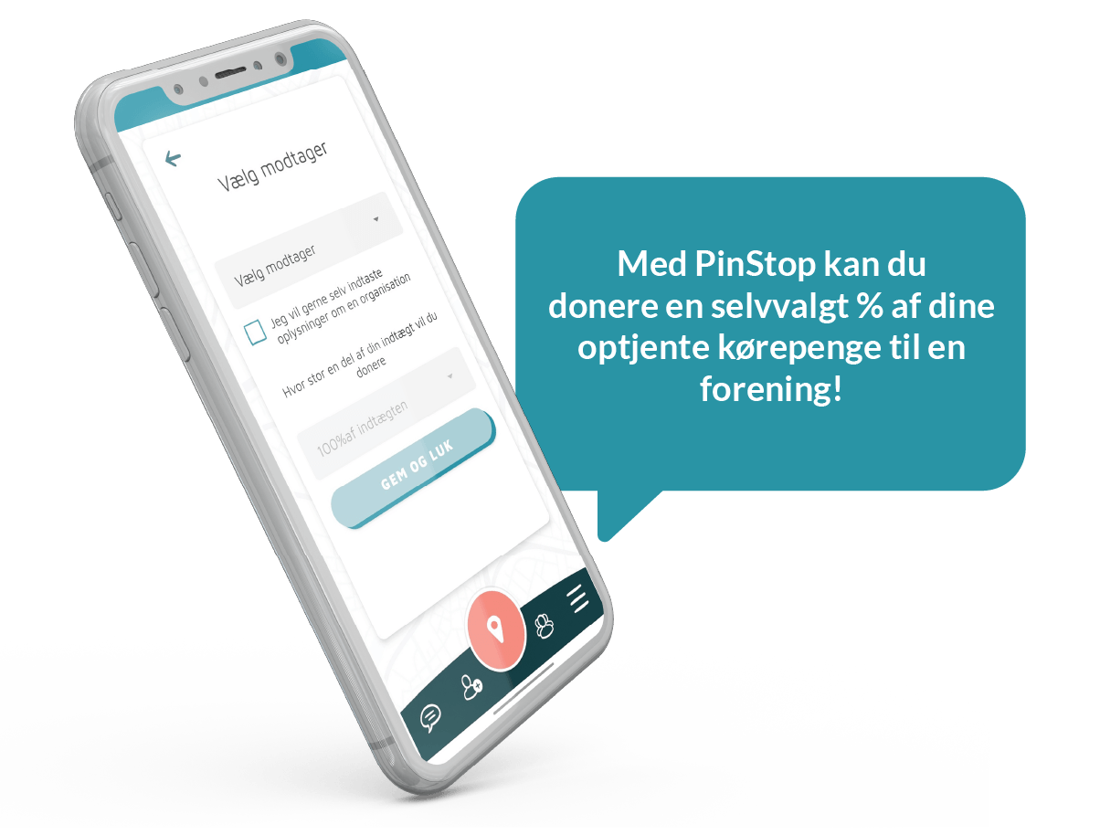 Telefon med skærmbillede af funktionen: Doner