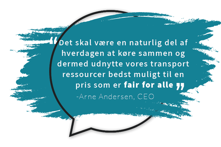 Citat fra Arne Andersen. CEO hos PinStop. "Det skal være en naturlig del af hverdagen, at køre sammen"